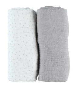 Noukie's 2 Draps Housses Mousseline Bio 70x140cm