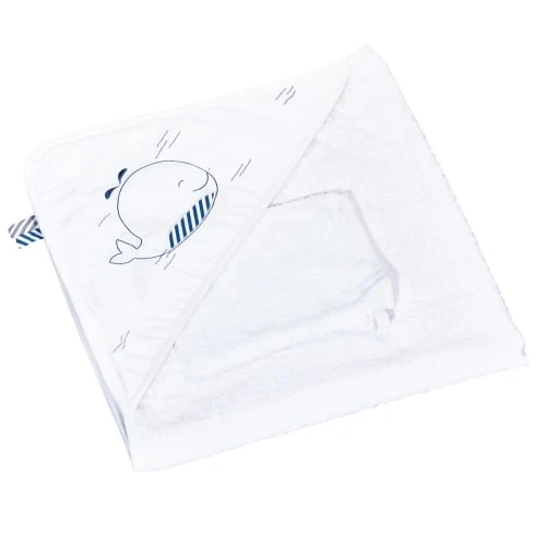 Sauthon Cape De Bain 75x75cm Et Gant En Coton Blanc 1 Sauthon Cape De Bain 75x75cm Et Gant En Coton Blanc