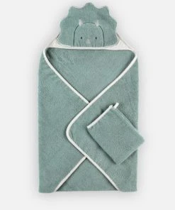 Noukie's Cape De Bain Avec Gant Dinosaure Vert (75 X 75 Cm) -Bloom-boutique cape de bain avec gant dinosaure vert 75 x 75 cm 2