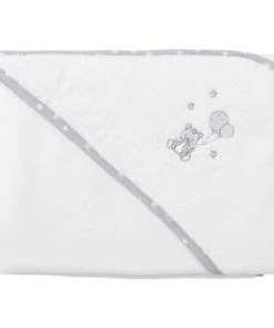 Sensei Maison Cape De Bain Bébé En Coton Peigné Galet 75x75 Cm -Bloom-boutique cape de bain bebe en coton peigne blanc 75x75 cm baby soft ours