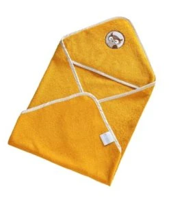 Becquet Cape De Bain Bébé Jaune 70x70 En Coton