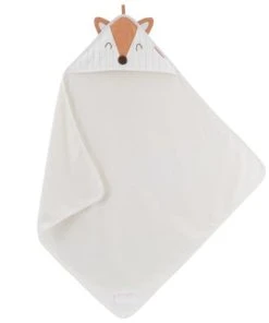 Little Crevette Cape De Bain Blanche Coton Bio 75x75 Cm