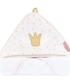 Little Crevette Cape De Bain Blanche Coton Bio 75x75 Cm