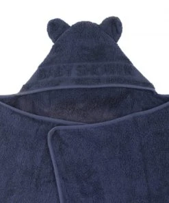 Little Crevette Cape De Bain Bleu Marine Coton Bio 60x120 Cm -Bloom-boutique cape de bain bleu marine coton bio 60x120 cm 2