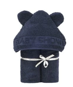 Little Crevette Cape De Bain Bleu Marine Coton Bio 60x120 Cm