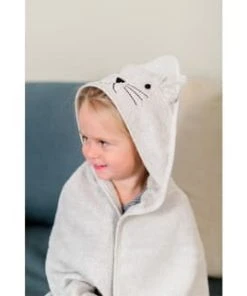 Kindsgut Cape De Bain Chat En Coton Gris -Bloom-boutique cape de bain chat en coton gris 2