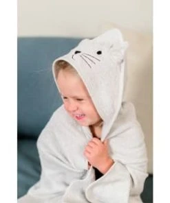 Kindsgut Cape De Bain Chat En Coton Gris -Bloom-boutique cape de bain chat en coton gris 3