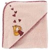 Carré Blanc Cape De Bain Coton Biologique Rose 80 X 80 Cm
