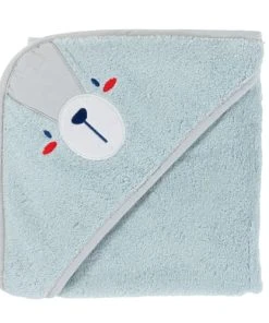 Carré Blanc Cape De Bain Coton Bleu 80 X 80 Cm
