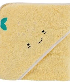 Carré Blanc Cape De Bain Coton Jaune 80 X 80 Cm