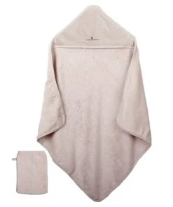 Eveil Et Nature Cape De Bain Et Gant 75x75 Cm Coton Bio Beige