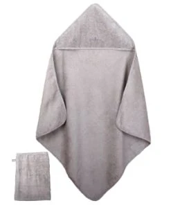 Eveil Et Nature Cape De Bain Et Gant 75x75 Cm Coton Bio Gris -Bloom-boutique cape de bain et gant 75x75 cm coton bio gris gamme bio unis