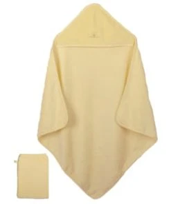 Eveil Et Nature Cape De Bain Et Gant 75x75 Cm Coton Bio Beige -Bloom-boutique cape de bain et gant 75x75 cm coton bio jaune gamme bio unis 1