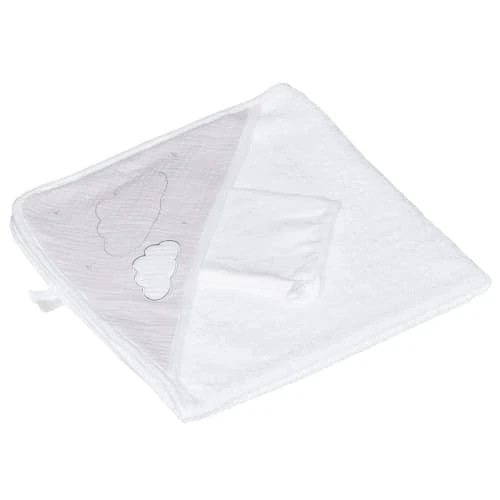Sauthon Cape De Bain Et Gant 75x75cm En Coton Blanc 1 Sauthon Cape De Bain Et Gant 75x75cm En Coton Blanc