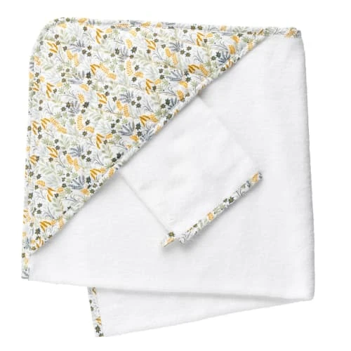 Sauthon Cape De Bain + Gant En Coton Blanc 1 Sauthon Cape De Bain + Gant En Coton Blanc