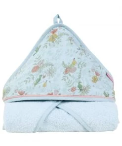 Little Crevette Cape De Bain Turquoise Coton Bio 75x75 Cm