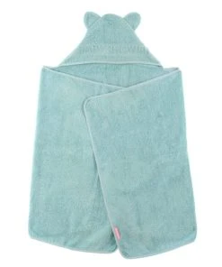 Alternative view of Little Crevette Cape De Bain Vert Céladon Coton Bio 60x120 Cm