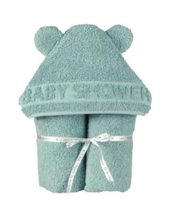 Little Crevette Cape De Bain Vert Céladon Coton Bio 60x120 Cm