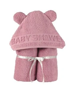 Little Crevette Cape De Bain Vieux Rose Coton Bio 60x120 Cm