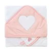 Home Maison Coffret Bébé Sortie De Bain Brodée + Gant Cœur Corail