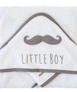 Home Maison Coffret Bébé Sortie De Bain Brodée "little" Coton Gris