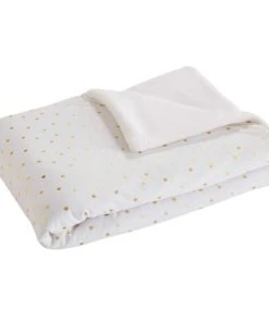 Maisons Du Monde Couverture Bébé Blanche à Pois Dorés 100x75cm CASTILLE
