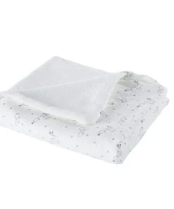 Maisons Du Monde Couverture Bébé Blanche, Grise Et Jaune Moutarde Motifs Animaux 75x100