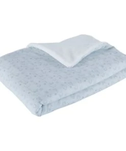 Maisons Du Monde Couverture Bébé Bleue, Blanche Et Grise Imprimé Fonds Marins 75x100