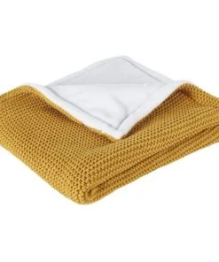 Maisons Du Monde Couverture Bébé Coloris Caramel Et Blanc 77x77