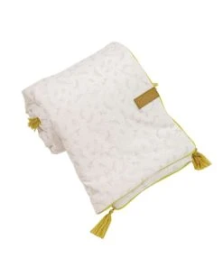 Home Maison Couverture Bébé Double Face Leafy Bunny Ecru 75x100