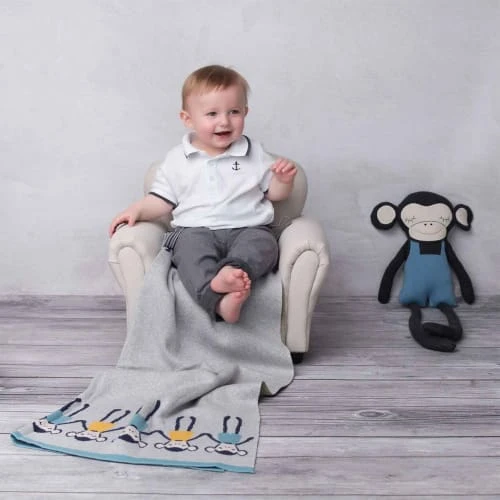 SEVIRA KIDS Couverture Bébé En Coton Bio Singe 80 X 100 Cm 2 SEVIRA KIDS Couverture Bébé En Coton Bio Singe 80 X 100 Cm – Image 2