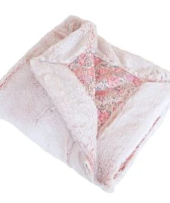 Home Maison Couverture Bébé Liberty Et Fausse Fourrure Rose 75x100