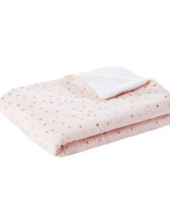 Maisons Du Monde Couverture Bébé Rose Et Blanche Motifs à Pois Dorés 75x100