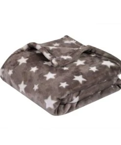 Home Maison Couverture Enfant Imprimée étoiles Microfibre Gris 150 X 100