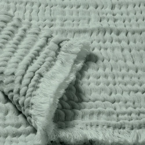 Nordic Coast Couverture Mousseline Avec Franges Vert 80x80 Cm 2 Nordic Coast Couverture Mousseline Avec Franges Vert 80x80 Cm – Image 2