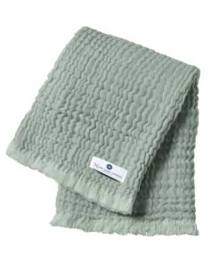 Nordic Coast Couverture Mousseline Avec Franges Vert 80x80 Cm