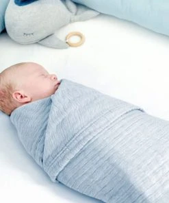 Nordic Coast Couverture Mousseline Bebe Coton Bleu 80x80 Cm -Bloom-boutique couverture mousseline bebe coton bleu 80x80 cm 4