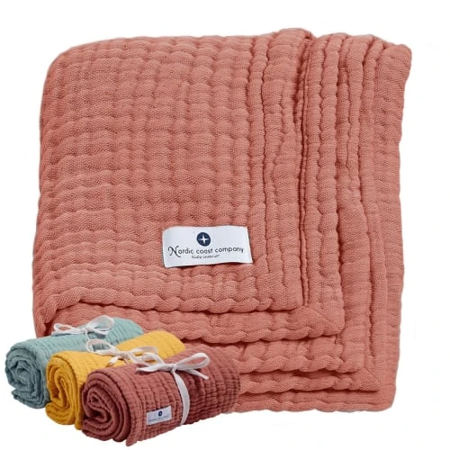 Nordic Coast Couverture Mousseline Bebe Coton Cuivre 80x80 Cm 6 Nordic Coast Couverture Mousseline Bebe Coton Cuivre 80x80 Cm – Image 6