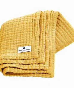 Nordic Coast Couverture Mousseline Bebe Coton Jaune Moutarde 80x80 Cm