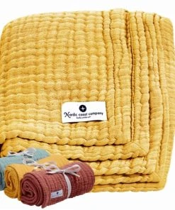 Nordic Coast Couverture Mousseline Bebe Coton Jaune Moutarde 80x80 Cm -Bloom-boutique couverture mousseline bebe coton jaune moutarde 80x80 cm 5