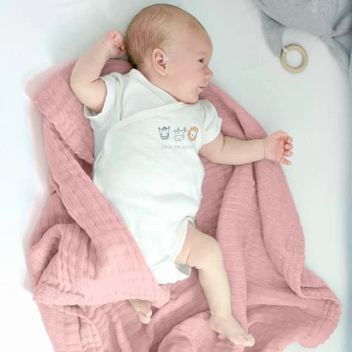 Nordic Coast Couverture Mousseline Bebe Coton Rose Pâle 80x80 Cm 4 Nordic Coast Couverture Mousseline Bebe Coton Rose Pâle 80x80 Cm – Image 4