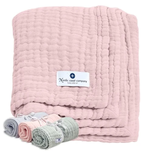 Nordic Coast Couverture Mousseline Bebe Coton Rose Pâle 80x80 Cm 6 Nordic Coast Couverture Mousseline Bebe Coton Rose Pâle 80x80 Cm – Image 6