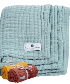 Nordic Coast Couverture Mousseline Bebe Coton Vert 80x80 Cm -Bloom-boutique couverture mousseline bebe coton vert 80x80 cm 11