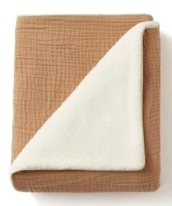 Cocoeko Couverture Polaire & Gaze De Coton Bébé Camel (75x90cm)