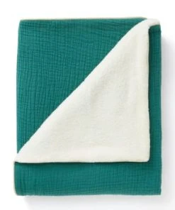 Cocoeko Couverture Polaire & Gaze De Coton Bébé Vert Sapin (75 X 90 Cm)