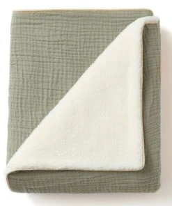 Cocoeko Couverture Polaire & Gaze De Coton Bébé Vert Sauge (75x90cm)