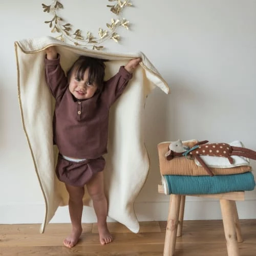 Cocoeko Couverture Polaire & Gaze De Coton écru (75 X 90 Cm) 4 Cocoeko Couverture Polaire & Gaze De Coton écru (75 X 90 Cm) – Image 4