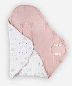Noukie's Couverture Promenade Mousseline De Coton BIO Ouatinée, écru/rose Clair -Bloom-boutique couverture promenade mousseline de coton bio ouatinee ecru rose clair 5