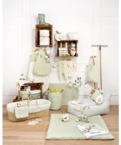 Sauthon Couvre Lit Bébé 90x140 Cm En Coton Vert Tilleul -Bloom-boutique couvre lit bebe 90x140 cm en coton vert tilleul 2