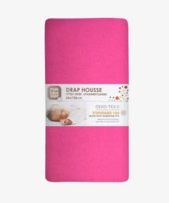 KINOUSSES Drap Housse Bébé 40 X 80 Cm Fuchsia Coton -Bloom-boutique drap housse bebe 40 x 80 cm fuchsia coton 3